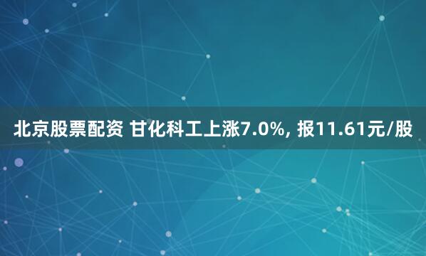 北京股票配资 甘化科工上涨7.0%, 报11.61元/股